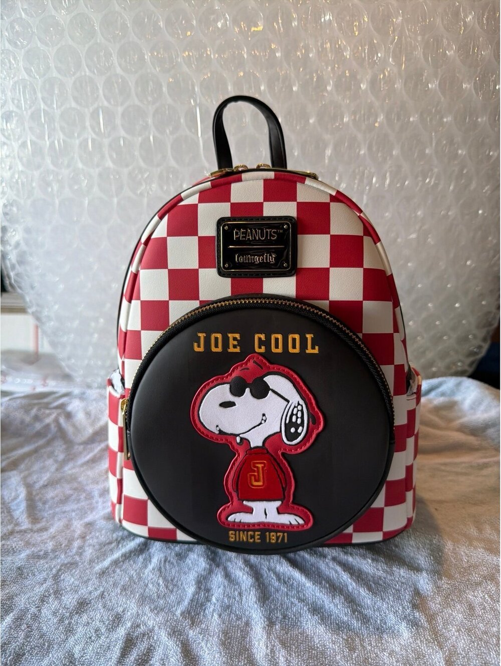 Loungefly Peanuts Snoopy Joe Cool Checkered Mini Backpack NWT